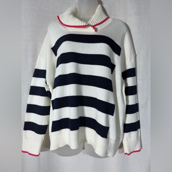 T by Talbots Coolmax stripped Shawl collar sweater Size XL - Picture 2 of 12
